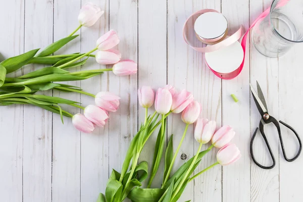 Tulipani rosa vista — Foto Stock