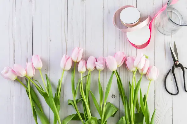 Tulipani rosa vista — Foto Stock