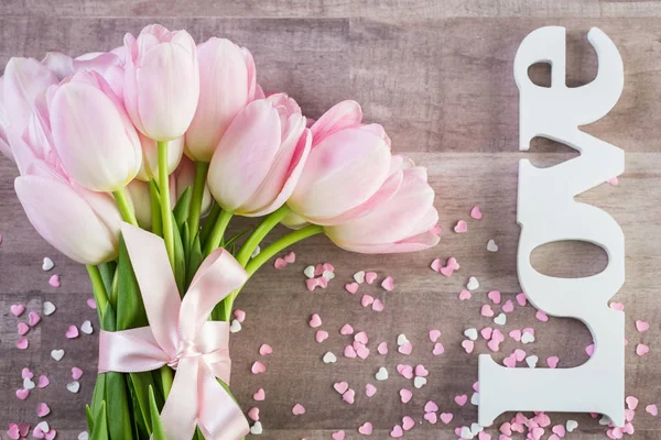 stock image Pink tulips view