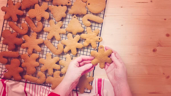 Gingerbread cookies baking — Stock Photo, Image