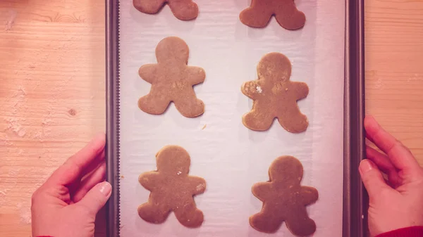 Gingerbread cookies baking — Stock Photo, Image