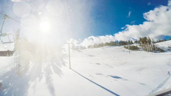 Pov Oogpunt Open Lucht Skilift — Stockfoto