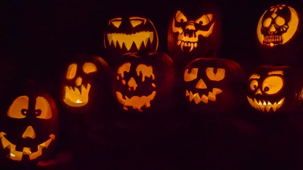 Glowing pumpkins view — Stock Photo, Image