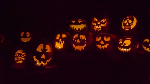 Glowing pumpkins view — Stock Photo, Image