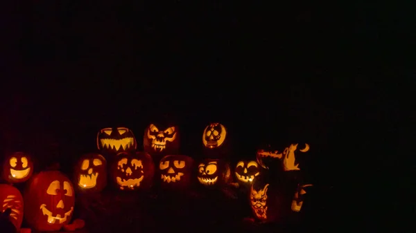 Glowing pumpkins view — Stock Photo, Image