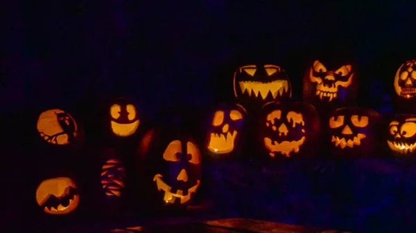 Glowing pumpkins view — Stock Photo, Image