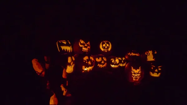 Glowing pumpkins view — Stock Photo, Image