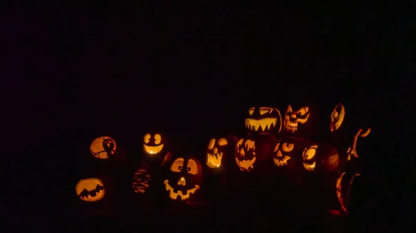 Glowing pumpkins view — Stock Photo, Image