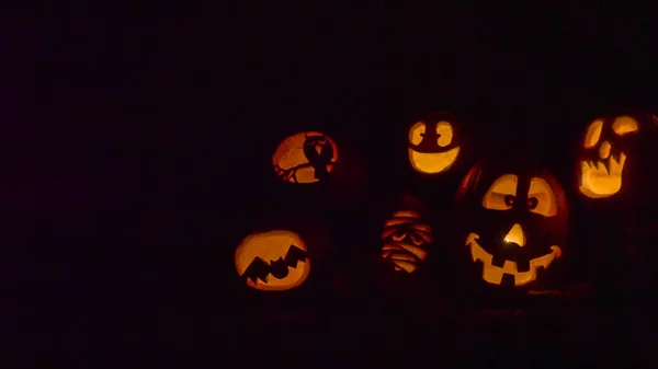 Glowing pumpkins view — Stock Photo, Image