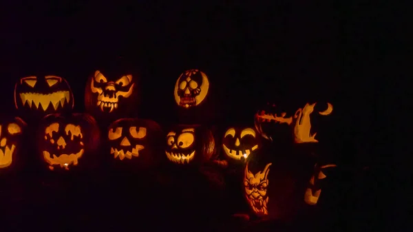 Glowing pumpkins view — Stock Photo, Image