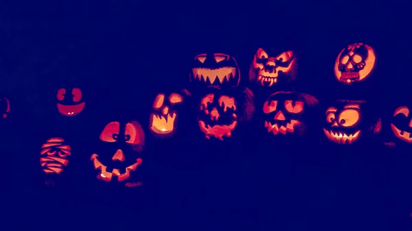 Glowing pumpkins close up — Stock Photo, Image