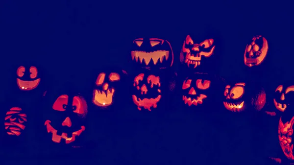 Glowing pumpkins close up — Stock Photo, Image