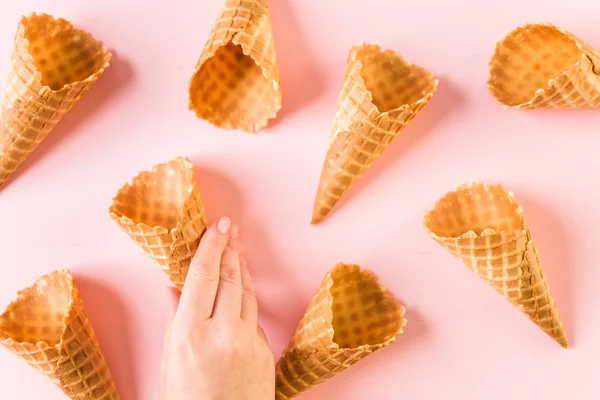 Cones de sorvete de waffle — Fotografia de Stock