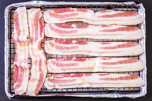 Bacon strips nära upp — Stockfoto