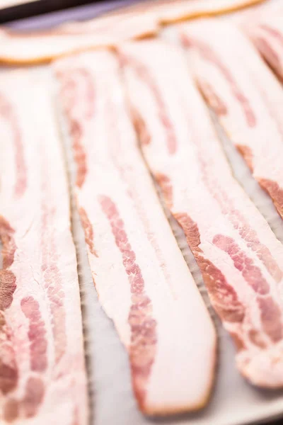 Bacon strips nära upp — Stockfoto