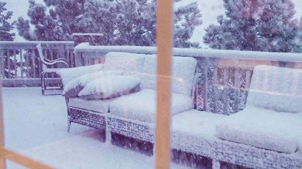 Tempestade de neve primavera — Fotografia de Stock