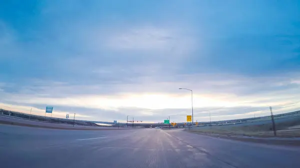 Driving in suburbs in the morning — Stock Photo, Image