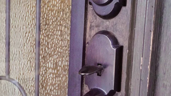 Close up of entry door of luxury residential house.