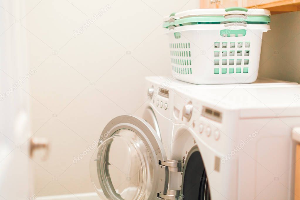 Doing laundry in laundry room
