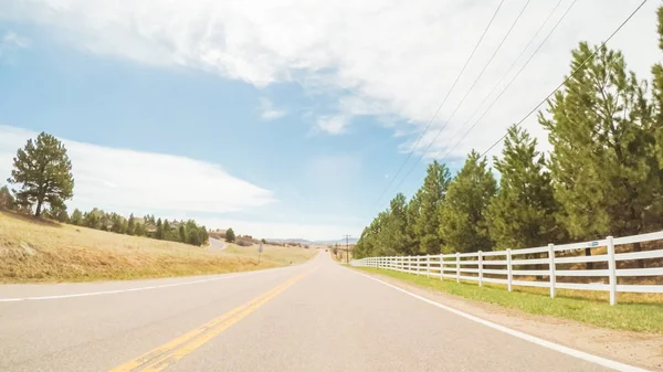 Pov Körning Landsbygden Asfalterad Väg Colorado — Stockfoto