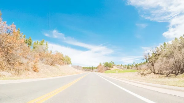 Pov Conducir Carretera Rural Pavimentada Colorado — Foto de Stock