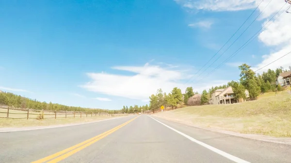 Pov Driving Rural Paved Road Colorado — Stock Photo, Image