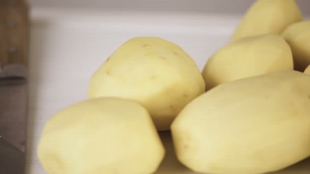 Paso Paso Rebanando Papas Oro Yukon Para Puré Clásico — Vídeos de Stock