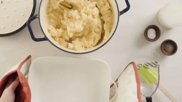 Time Lapse Step Step Preparing Classic Mashed Potatoes Thanksgiving Dinner — Stock Video