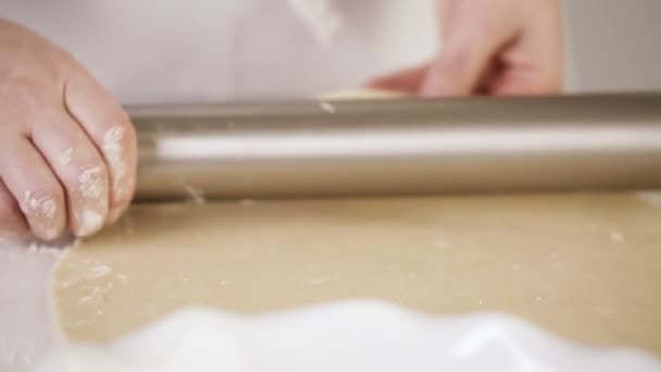 Krok Kroku Przygotowanie Pie Lukier Podstaw Dla Tradycyjne Ciasto Dyni — Wideo stockowe