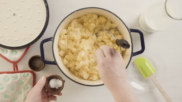 Passo Passo Cozinhando Purê Batatas Clássico — Vídeo de Stock