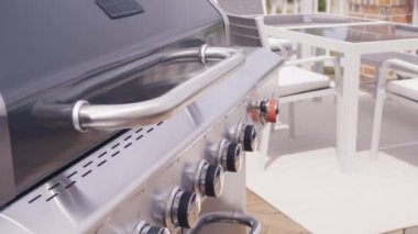 Kontrol düğmeleri açık 6 burner gaz ızgara, yakın çekim