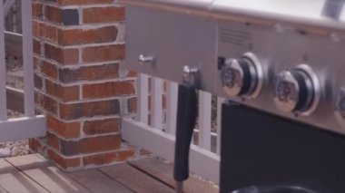 Kontrol düğmeleri açık 6 burner gaz ızgara, yakın çekim