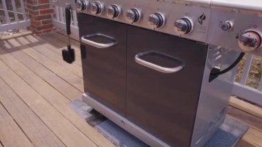 Kontrol düğmeleri açık 6 burner gaz ızgara, yakın çekim