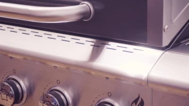 Kontrol düğmeleri açık 6 burner gaz ızgara, yakın çekim