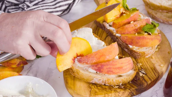 Ricotta Toasts With Peaches