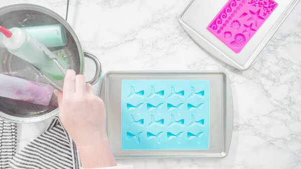 Baking mermaid cupcakes