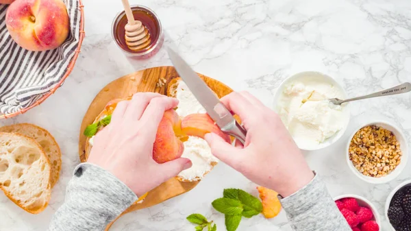 Ricotta Toasts With Peaches