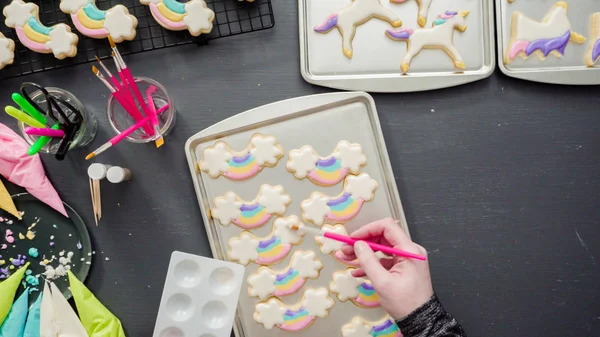 Decorating sugar cookies — Stock Photo, Image