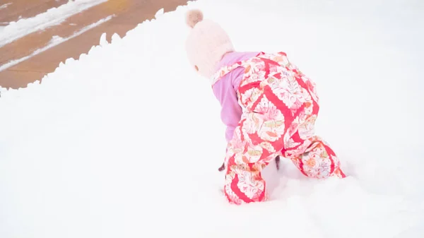 Hraje ve sněhu — Stock fotografie
