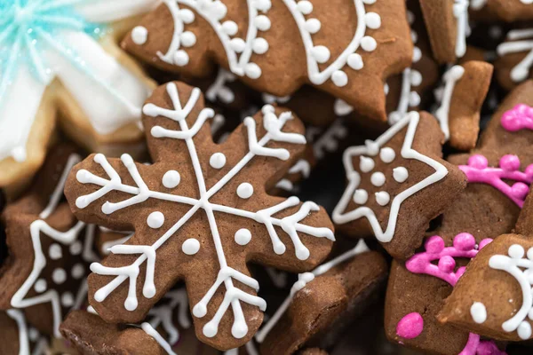Gingerbread Sugar Christmas Cookies Royal Icing — Stock Photo, Image