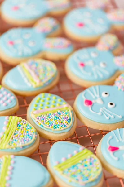 Easter Sugar Cookies Decorated Royal Icing Different Colors — Stock Photo, Image