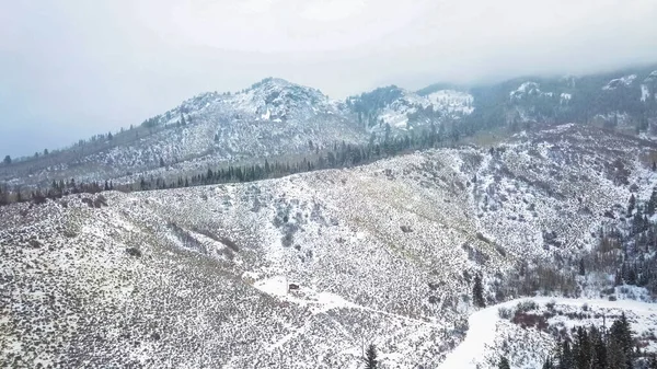 Kış Aylarında Dağların Havadan Görünümü — Stok fotoğraf