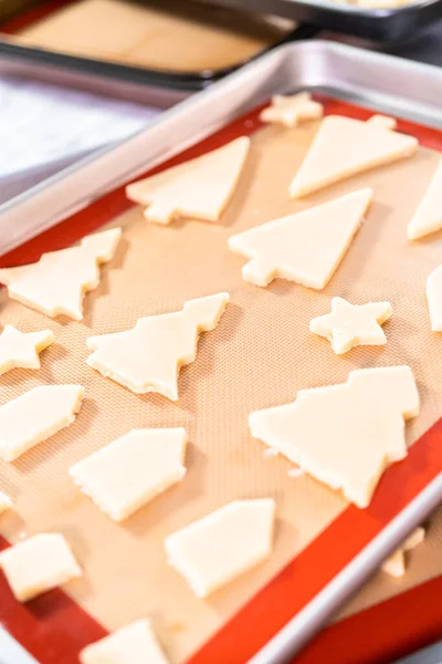 Baksuiker Kerstkoekjes Vorm Van Kerstbomen — Stockfoto