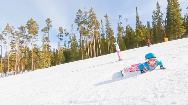Keystoone Colorado Eua Janeiro 2019 Menina Aprendendo Esquiar Nas Montanhas — Fotografia de Stock
