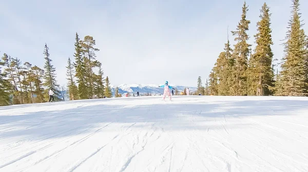 Keystoone Colorado Usa Gennaio 2019 Bambina Che Impara Sciare Giù — Foto Stock