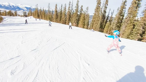 Keystoone Colorado Usa January 2019 Little Girl Learning How Ski — Stock Photo, Image