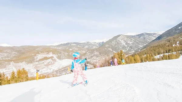 Keystoone Colorado Abd Ocak 2019 Küçük Kız Alp Dağları Tepeden — Stok fotoğraf