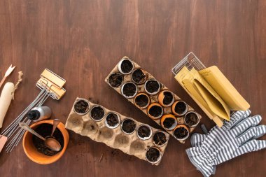 Düz yatıyordu. Bahar ekimi için yumurta kabuklarıyla tohumları başlatıyorum..