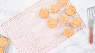 Düz yatıyordu. Adım adım. Fırında pişmiş fıstık ezmeli kurabiyeler..