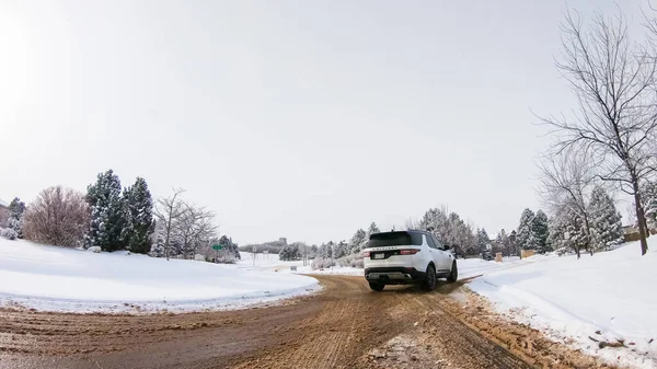 Denver Colorado Usa Februari 2020 Kör Typiska Asfalterade Vägar Förort — Stockfoto